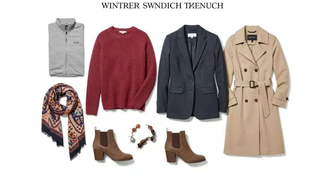 Coordinated winter outfit sandwich technique