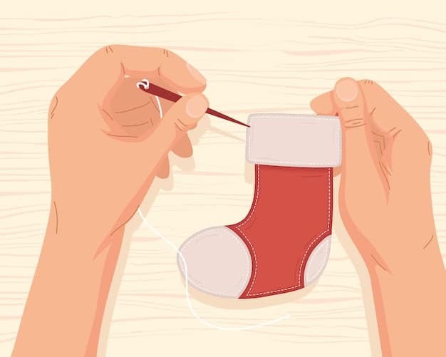 A close-up illustration showing the step-by-step process of creating a simple running stitch on fabric. The illustration clearly indicates needle placement and thread direction.