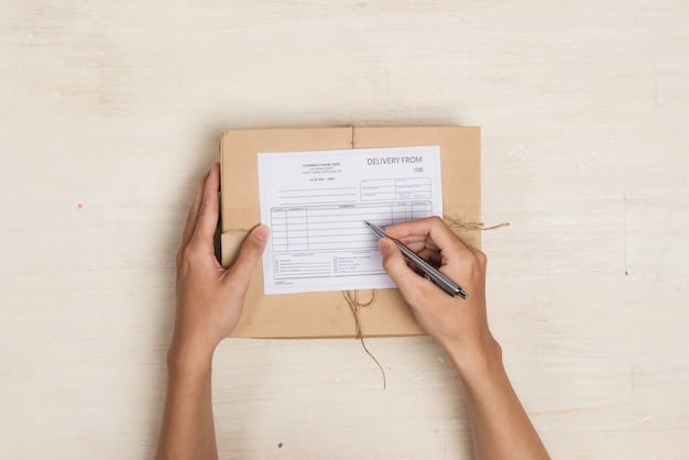 A close-up shot of a donation receipt with a list of clothing items donated to a local charity. The receipt clearly states the value of the donation for tax purposes, and a pen is lying nearby, as if ready to be used for tax preparation.