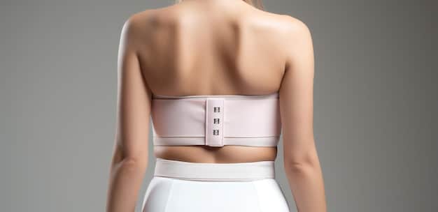 A close-up shot of a woman's back showing the bra band sitting smoothly and horizontally against her skin, demonstrating a good bra fit.