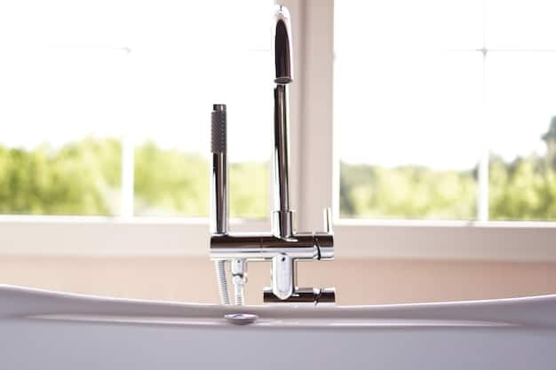 A close-up of a modern, affordable bathroom faucet set against a clean, updated sink, exemplifying a stylish yet budget-conscious fixture choice.