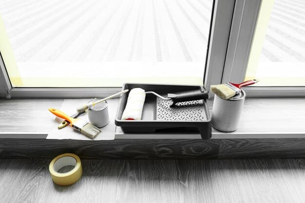 A roll of weather stripping tape and a tube of acoustic caulk, tools used to seal gaps around windows and doors for soundproofing.