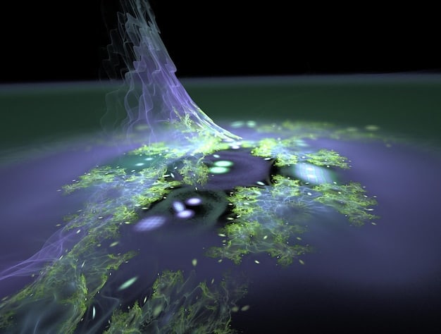 A digital illustration of trapped ions held in place by electromagnetic fields, showcasing the technology used in trapped ion quantum computing.