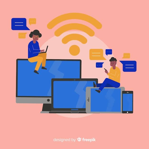 A visual representation of different smart devices (smartphone, tablet, laptop) connected wirelessly to a smart TV, highlighting the ease of streaming and content sharing between the devices.