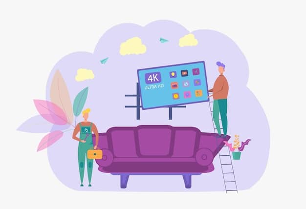 A person customizing the home screen of their smart TV by rearranging app icons, creating folders for different categories (streaming, gaming, news), and utilizing personalized recommendations based on viewing history.