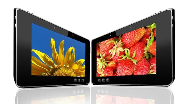 A split screen showing a smartphone screen on one side and the mirrored content displayed on a smart TV screen on the other side, illustrating the screen mirroring feature in action.