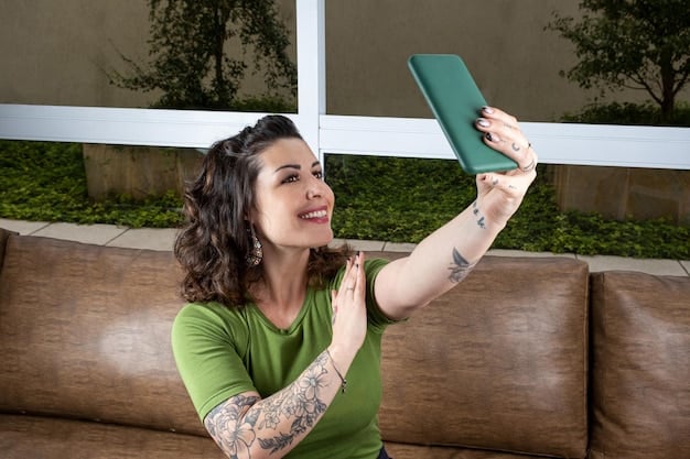 A person using a foldable phone (possibly a Google Pixel Fold) in a split-screen mode, with a document open on one side and a video conference running on the other side. The setting is a bright and modern co-working space.