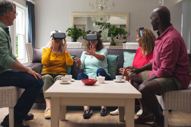 A diverse group of people interacting with various AI-powered devices, including smart speakers, smartphones, and wearable technology. The scene emphasizes the inclusivity and accessibility of AI assistants in different contexts.