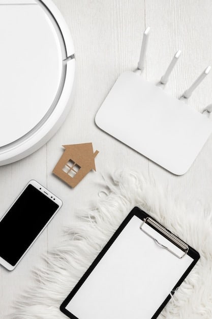 A close-up of a Wi-Fi router with a smartphone displaying a security app interface, highlighting the importance of network security in protecting smart home devices.