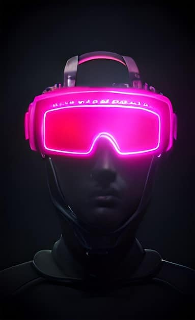 A close-up of a gamer's face wearing a high-end VR headset, with the glow of the virtual world reflected in their eyes.