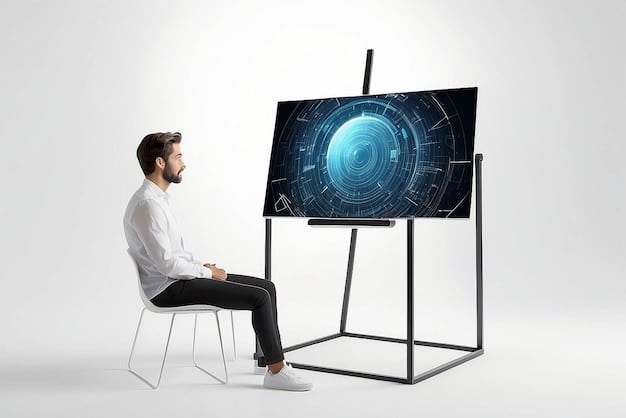 A person sitting in front of a projector screen, holding a remote control, with a clear and crisp image test pattern displayed on the screen, illustrating the practical aspect of manual calibration.
