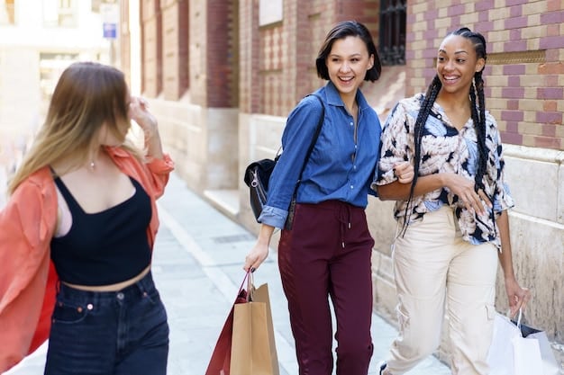 A group of diverse college students walking on campus, dressed in fashionable and affordable outfits, suggesting the impact of student discounts on their style.