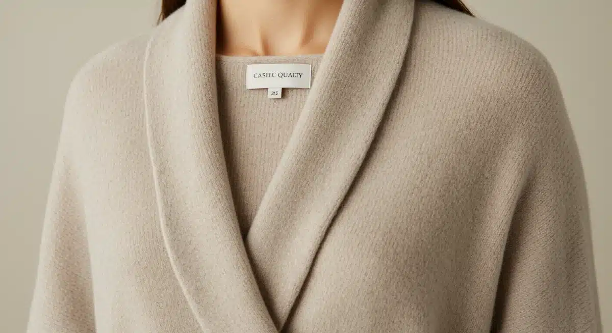 Luxurious neutral cashmere sweater fabric detail
