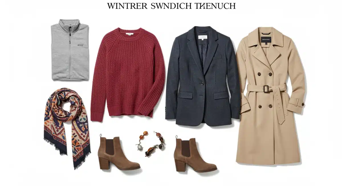 Coordinated winter outfit sandwich technique