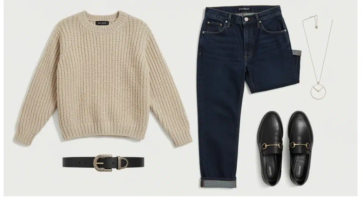 Curated fall 2026 clothing combo flat lay