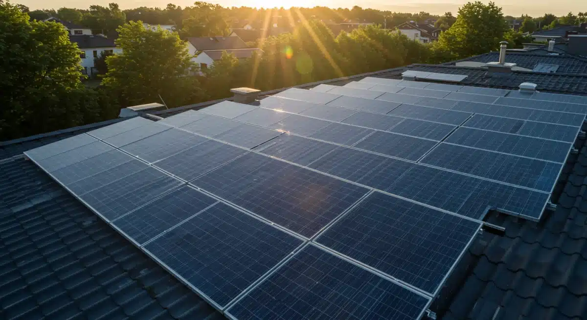 Residential rooftop with efficiently installed solar panels