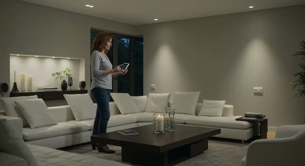 Homeowner using voice commands with smart home hub