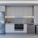Futuristic kitchen with smart appliances enhancing home efficiency